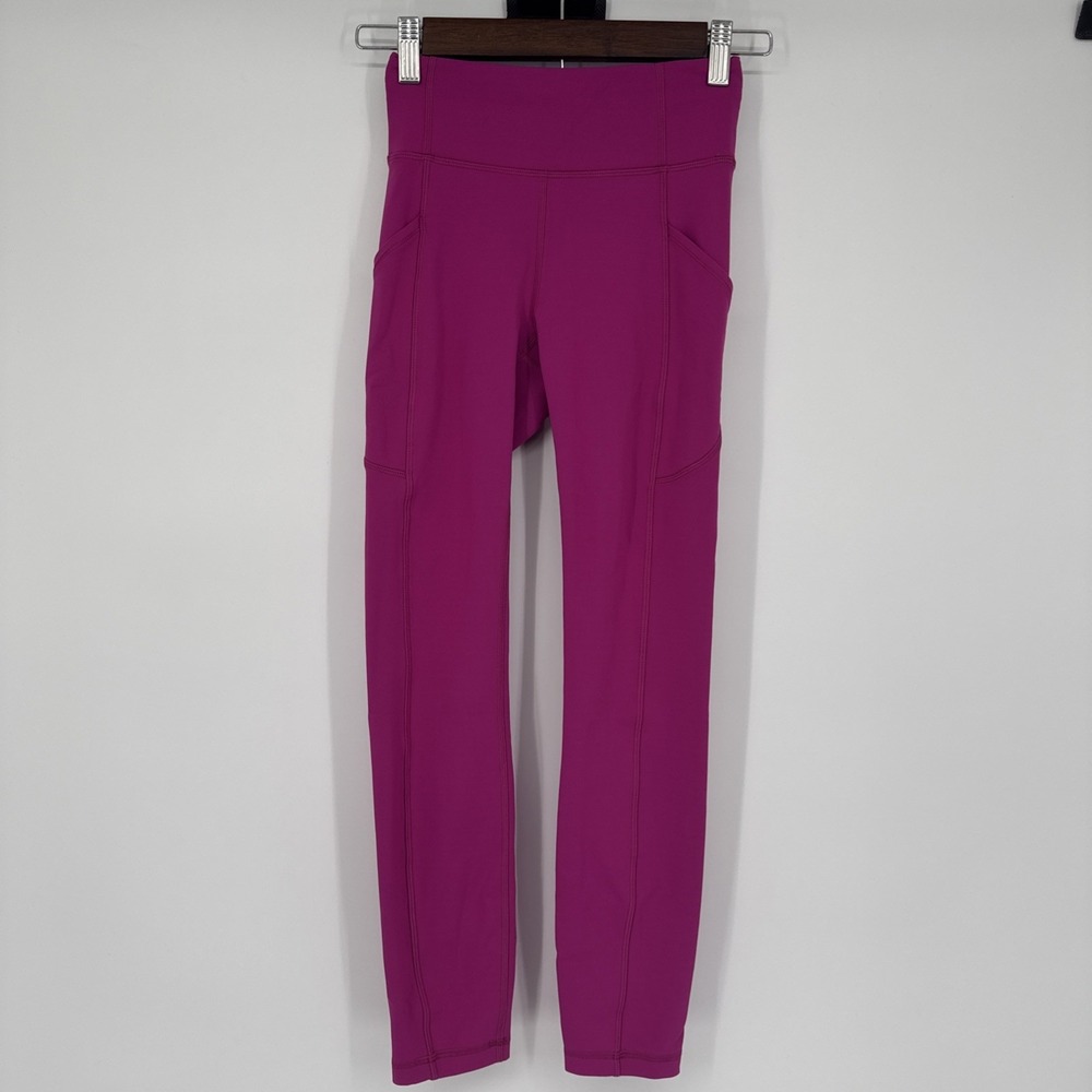 Lululemon Wunder Train High-Rise Tight Leggings Women 2 Magenta 25" Inseam Gym